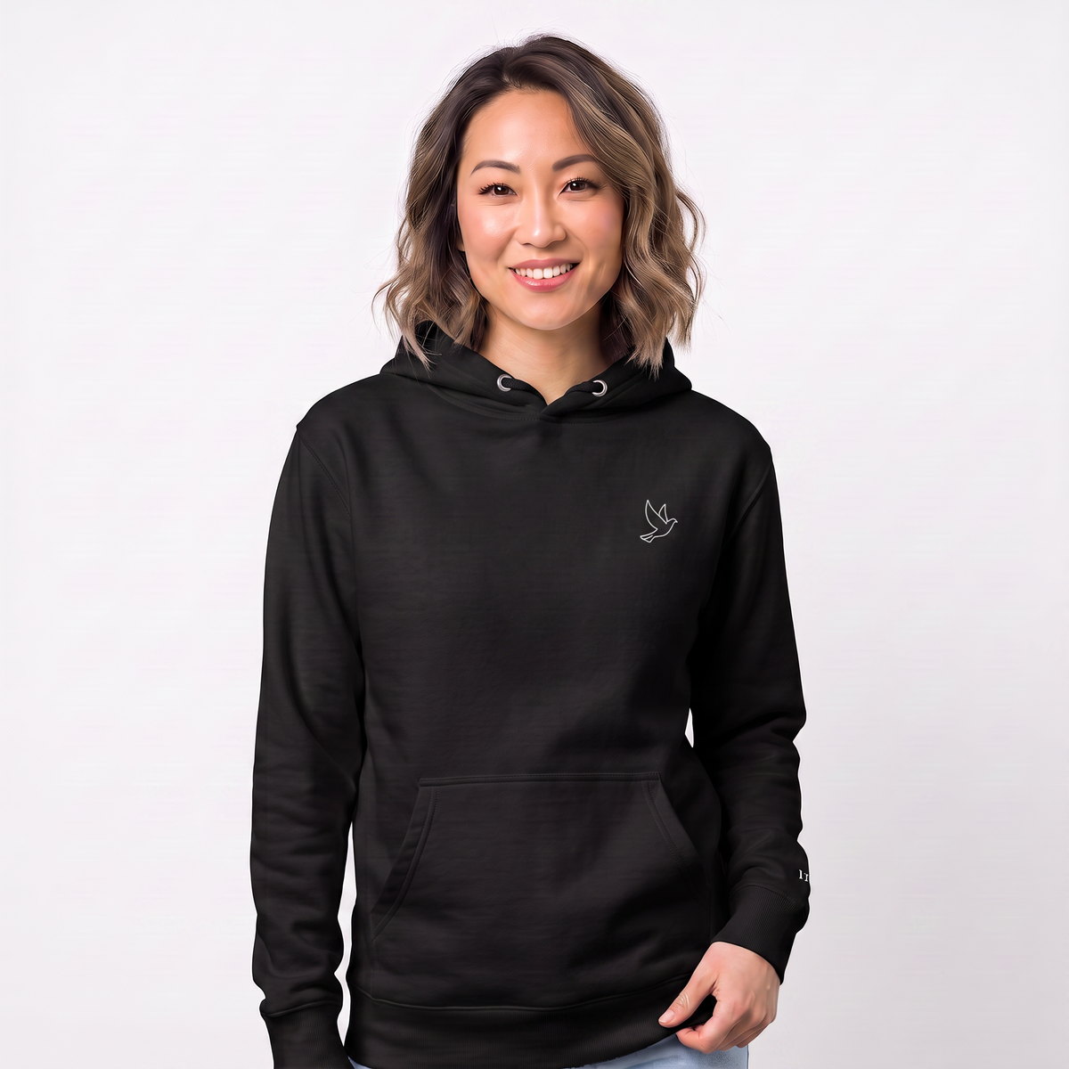 Dove hoodie, white embroidery at the left chest, 1:13 stitched at the cuff, SEALED