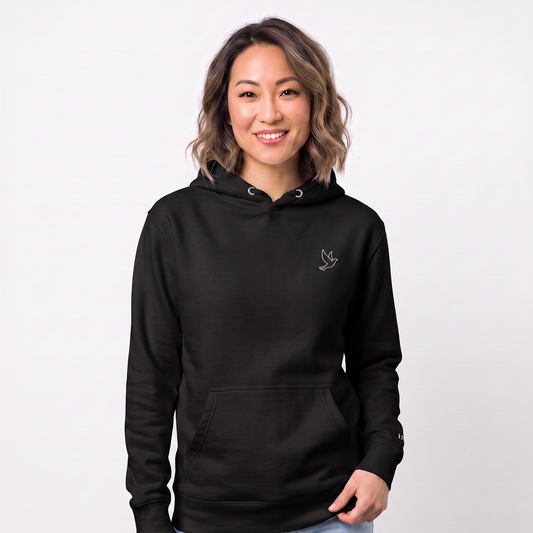 Dove hoodie, white embroidery at the left chest, 1:13 stitched at the cuff, SEALED