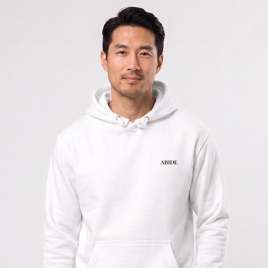 ABIDE hoodie, black embroidery at the left chest, John 15:4, SEALED