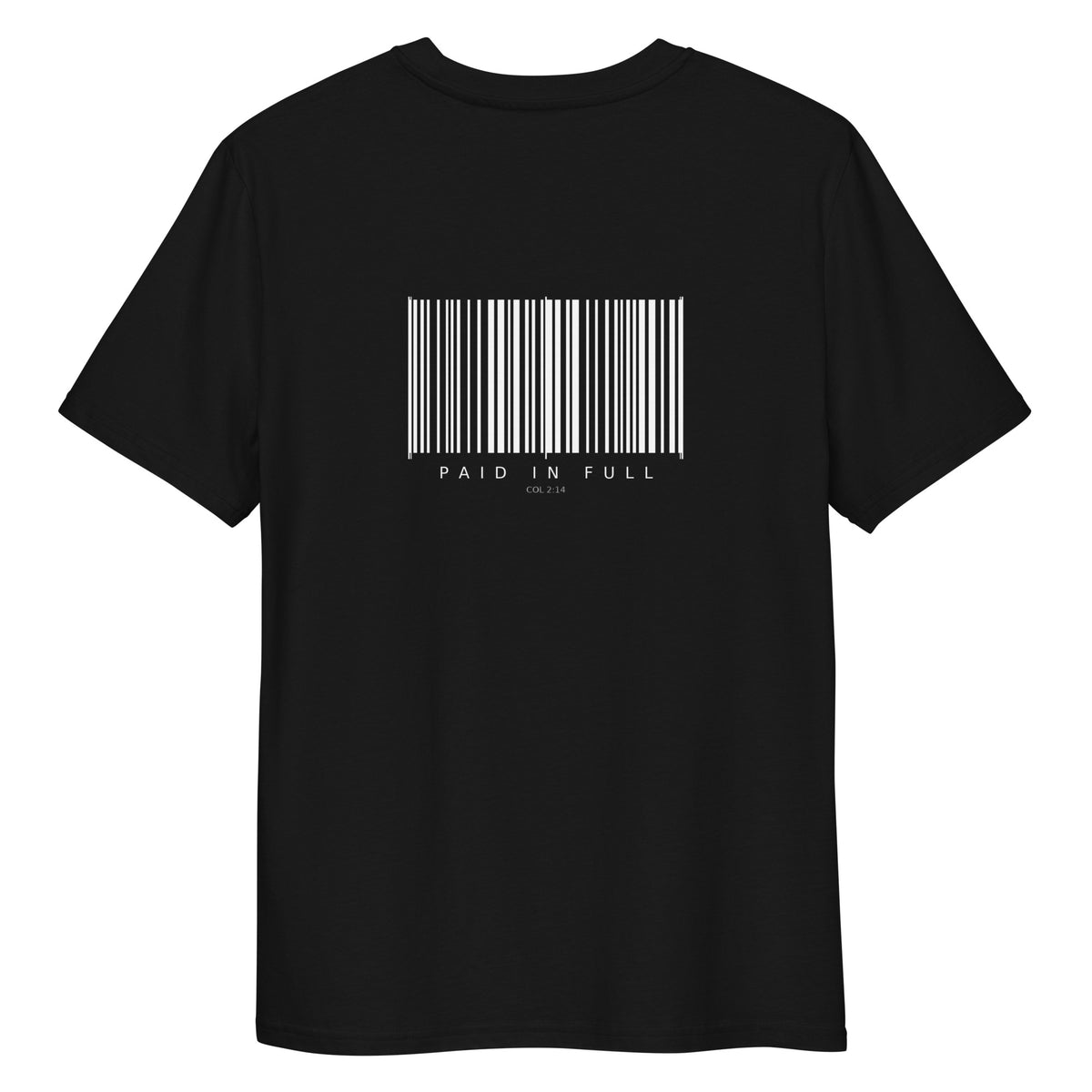 Paid In Full print on Black organic tee, SEALED Christian clothing