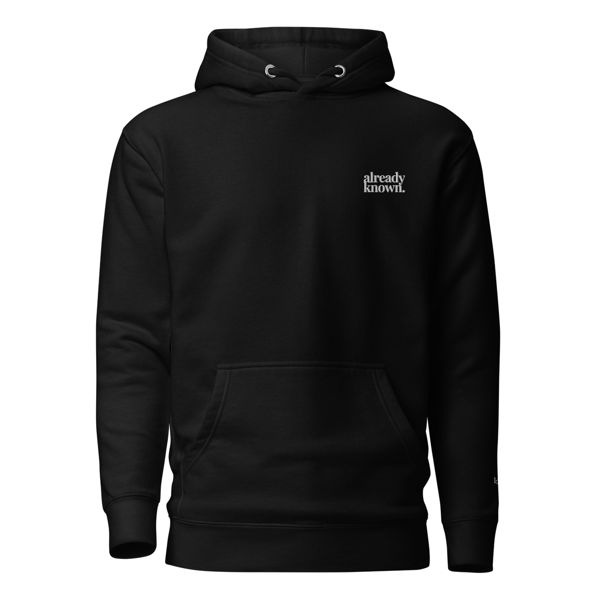 already known hoodie, white embroidery at the left chest, 1:13 stitched at the cuff, SEALED