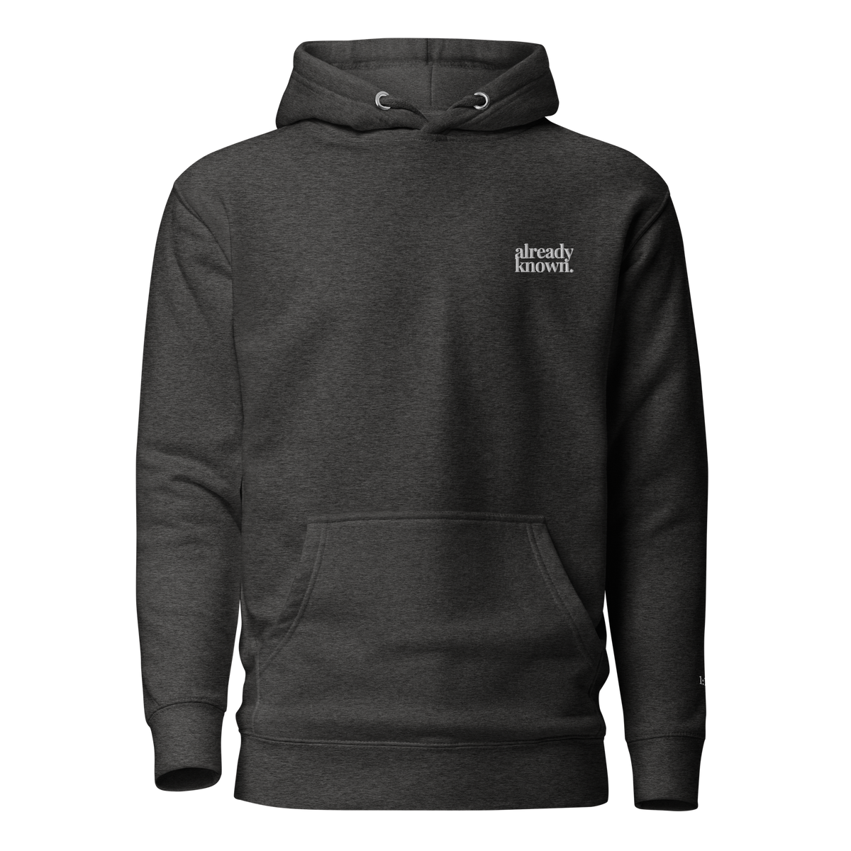 already known hoodie, white embroidery at the left chest, 1:13 stitched at the cuff, SEALED