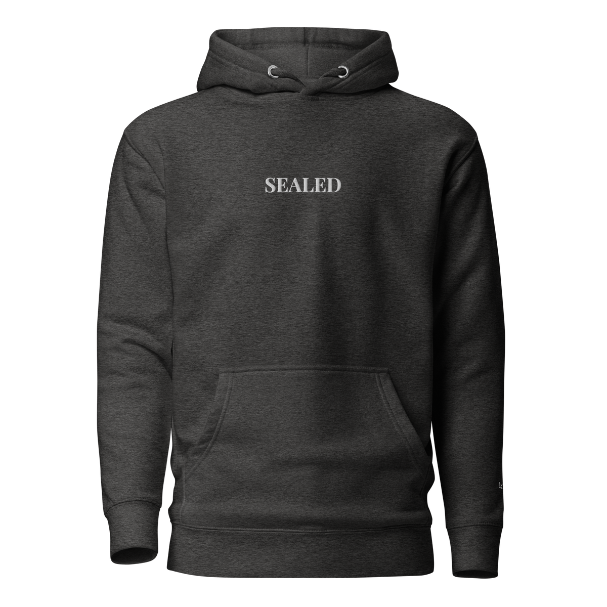 SEALED wordmark hoodie, white embroidery at the left chest, 1:13 stitched at the cuff