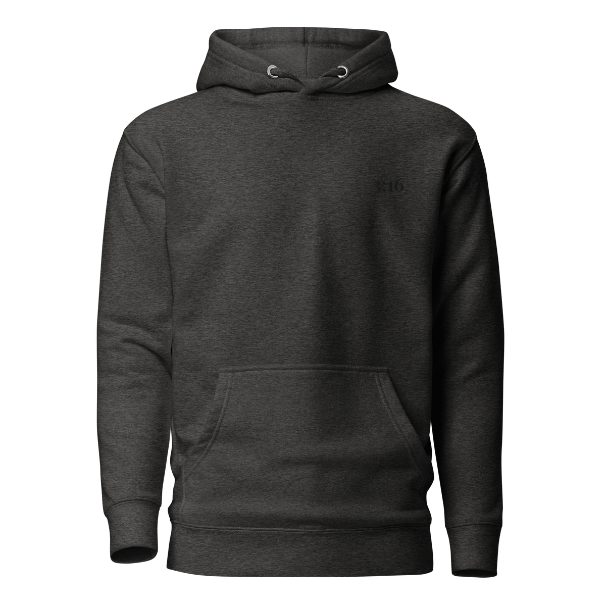 3:16 hoodie, black embroidery at the left chest, John 3:16, SEALED