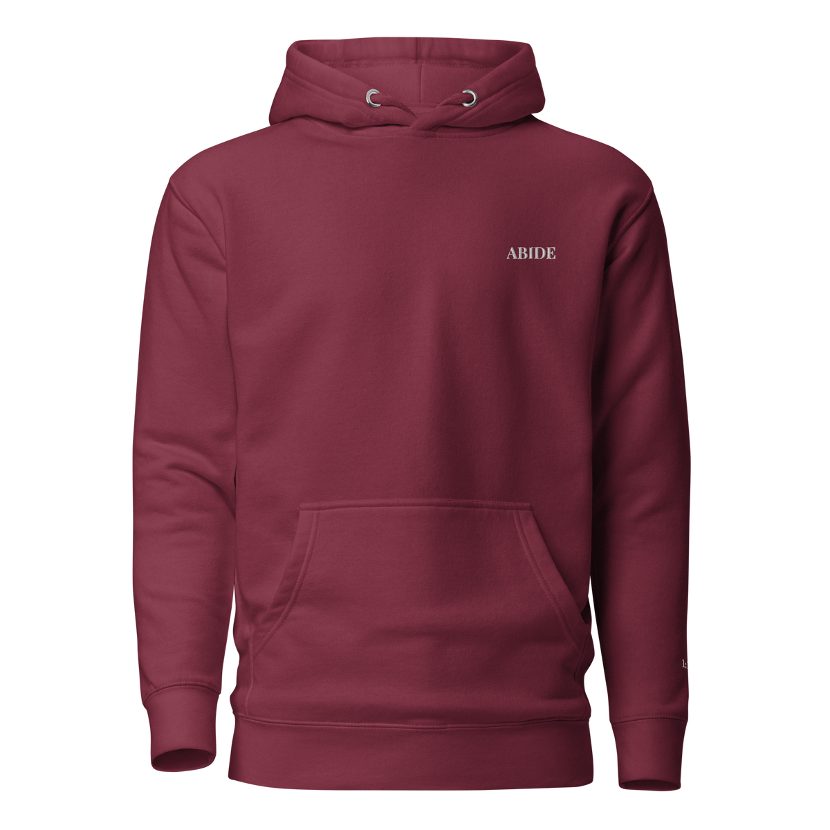 ABIDE hoodie, white embroidery at the left chest, John 15:4, SEALED