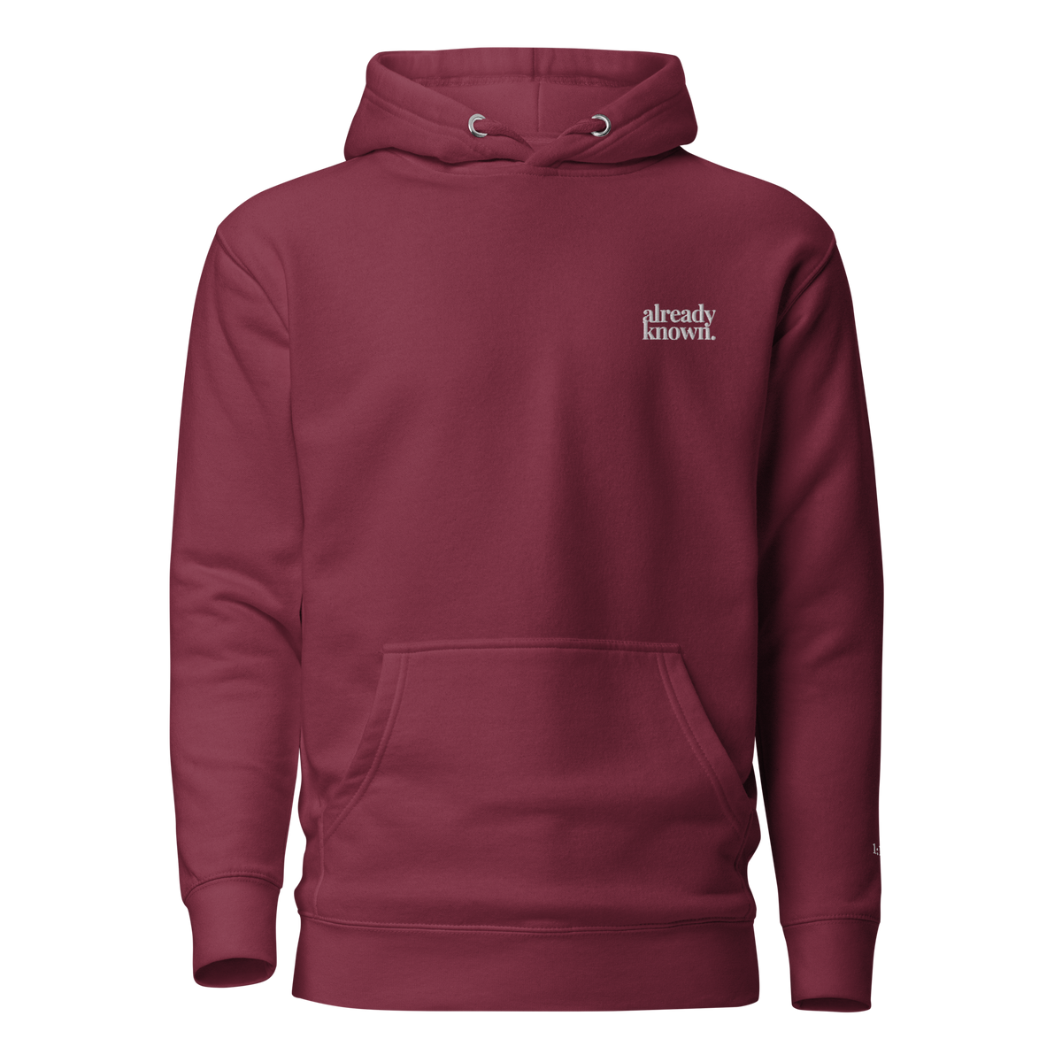 already known hoodie, white embroidery at the left chest, 1:13 stitched at the cuff, SEALED