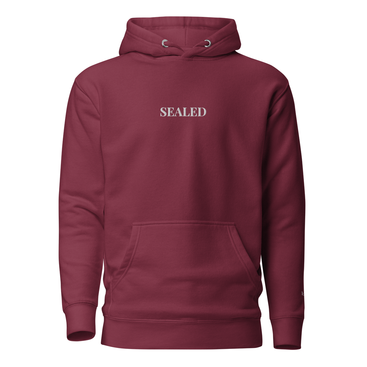 SEALED wordmark hoodie, white embroidery at the left chest, 1:13 stitched at the cuff