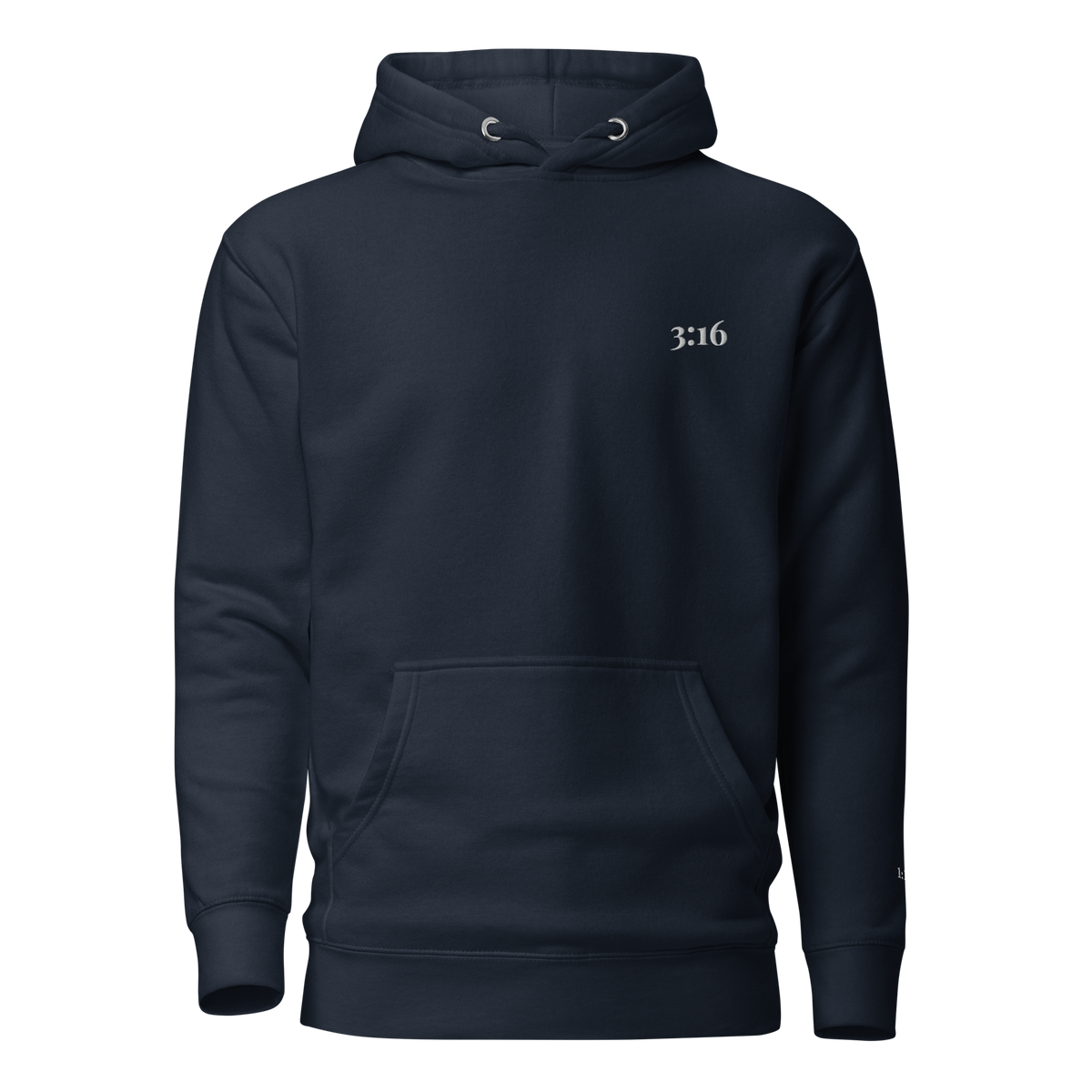 3:16 hoodie, white embroidery at the left chest, John 3:16, SEALED