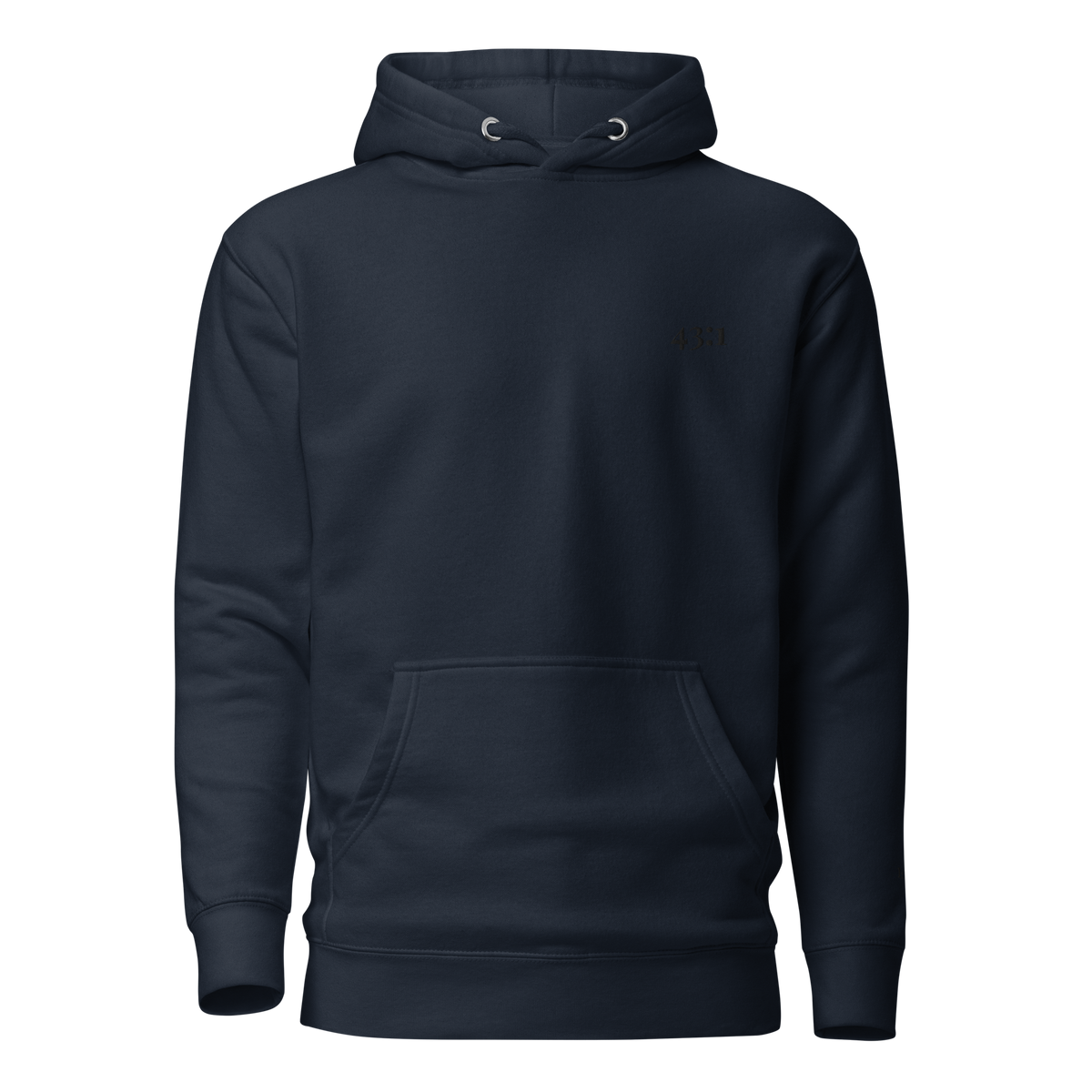 43:1 hoodie, black embroidery at the left chest, Isaiah 43:1, SEALED